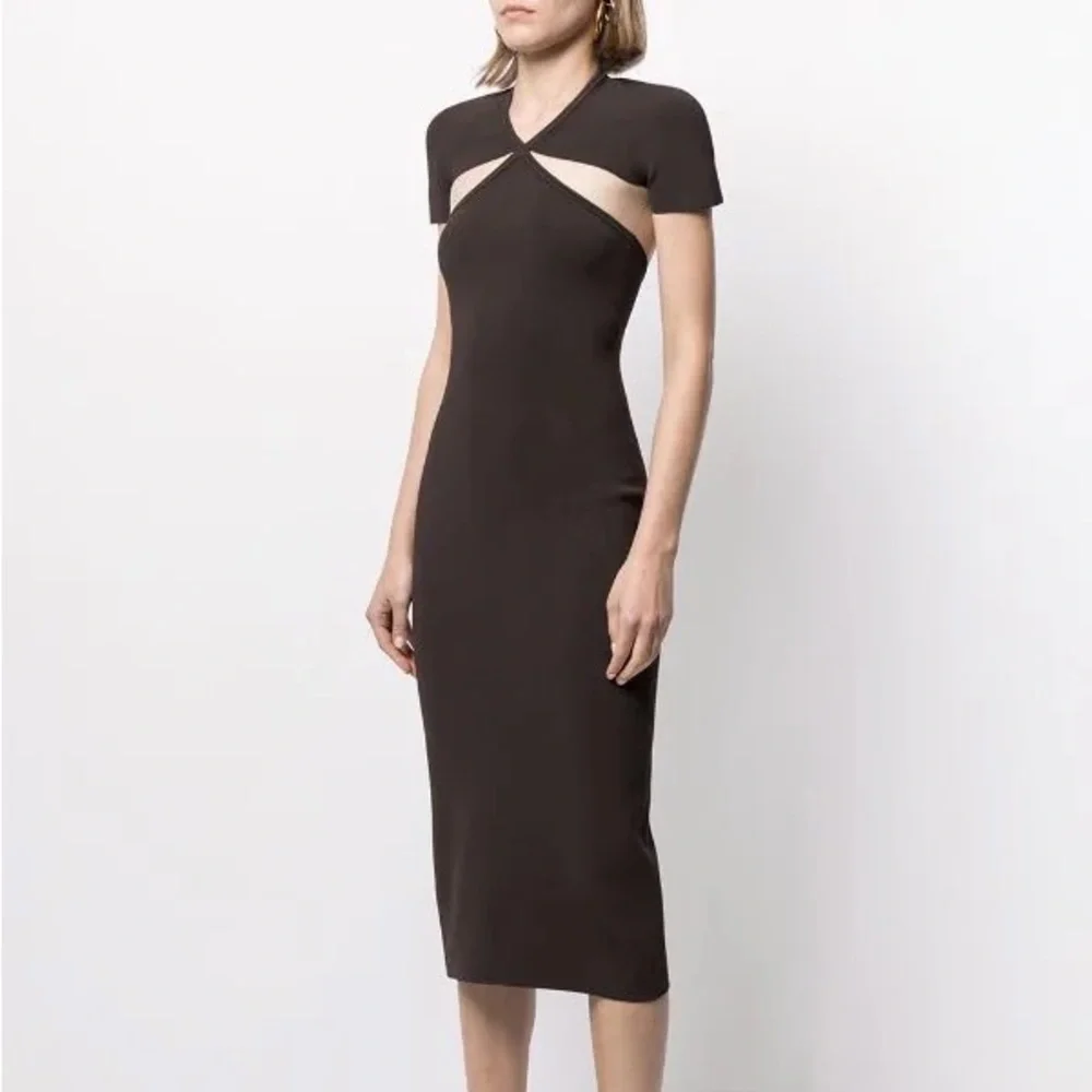 SOLD - KHAITE Piera Dress in Brown (cutout detail) - Picture 3 of 6